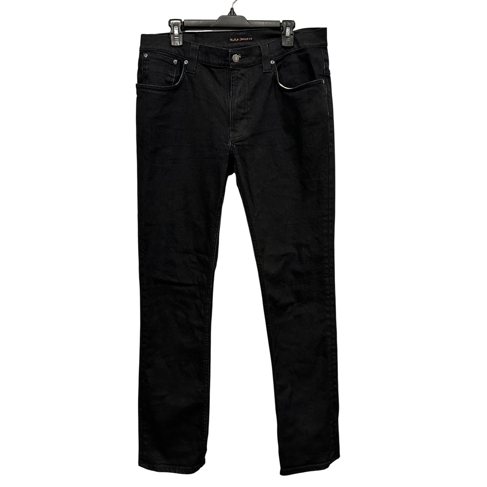 Nudie Jeans Co Black Organic Cotton Straight Leg‎ Jeans W36 L32 Made in Italy